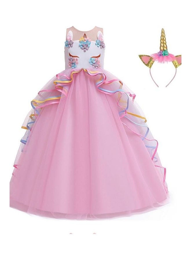 We Happy - Girls Unicorn Floral Birthday Party Wear Princess Tutu Dresses Pink - Image 1