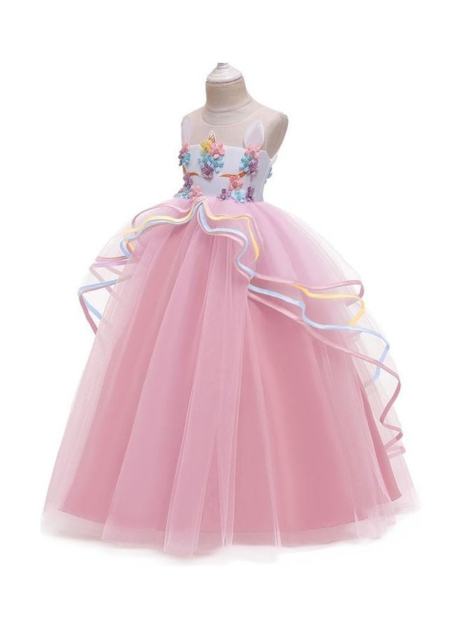 We Happy - Girls Unicorn Floral Birthday Party Wear Princess Tutu Dresses Pink - Image 1