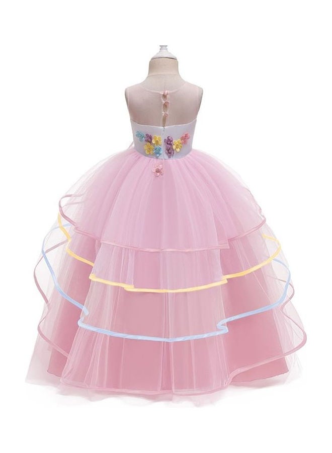 We Happy - Girls Unicorn Floral Birthday Party Wear Princess Tutu Dresses Pink - Image 1