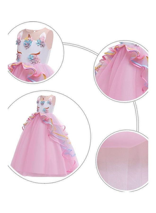 We Happy - Girls Unicorn Floral Birthday Party Wear Princess Tutu Dresses Pink - Image 1