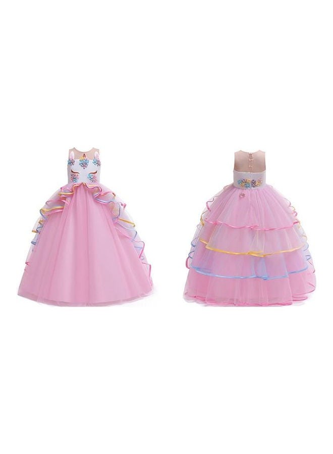 We Happy - Girls Unicorn Floral Birthday Party Wear Princess Tutu Dresses Pink - Image 1