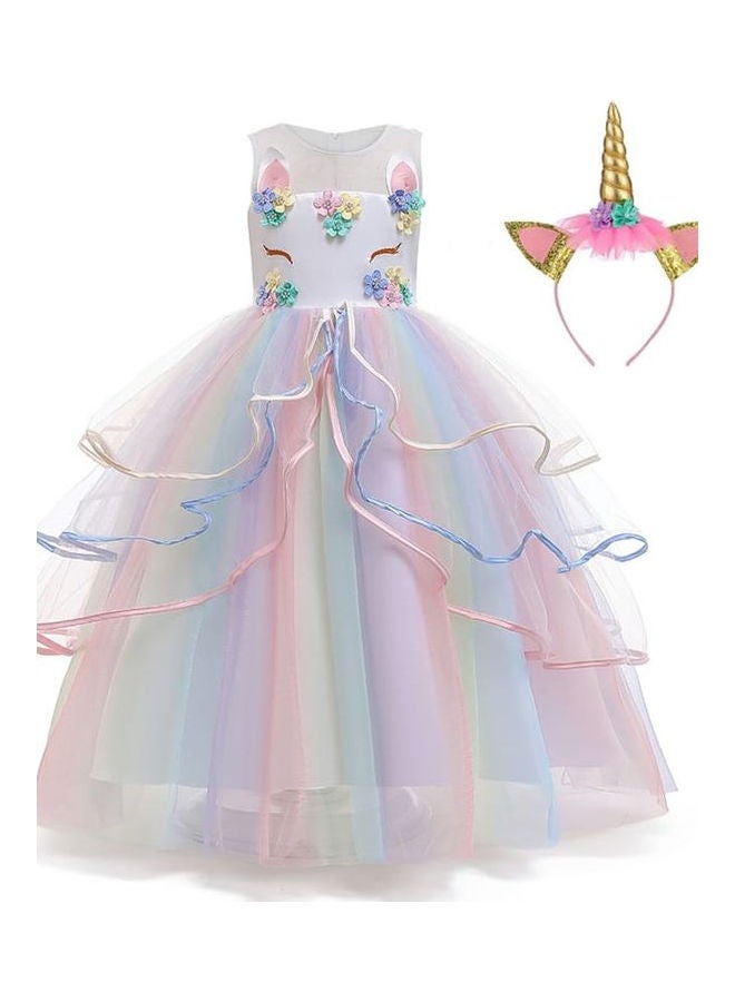 We Happy Girls Unicorn Floral Birthday Party Wear Princess Tutu Dresses Multicolour  - Image 1
