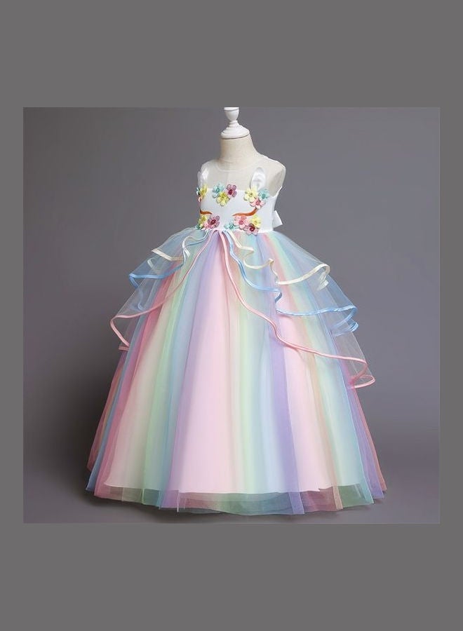 We Happy Girls Unicorn Floral Birthday Party Wear Princess Tutu Dresses Multicolour  - Image 2