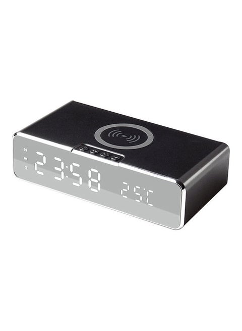 2-In-1 LED Alarm Clock And Wireless Charging Station Black/Grey