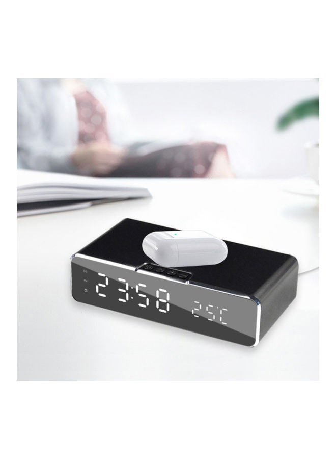 2-In-1 LED Alarm Clock And Wireless Charging Station Black/Grey