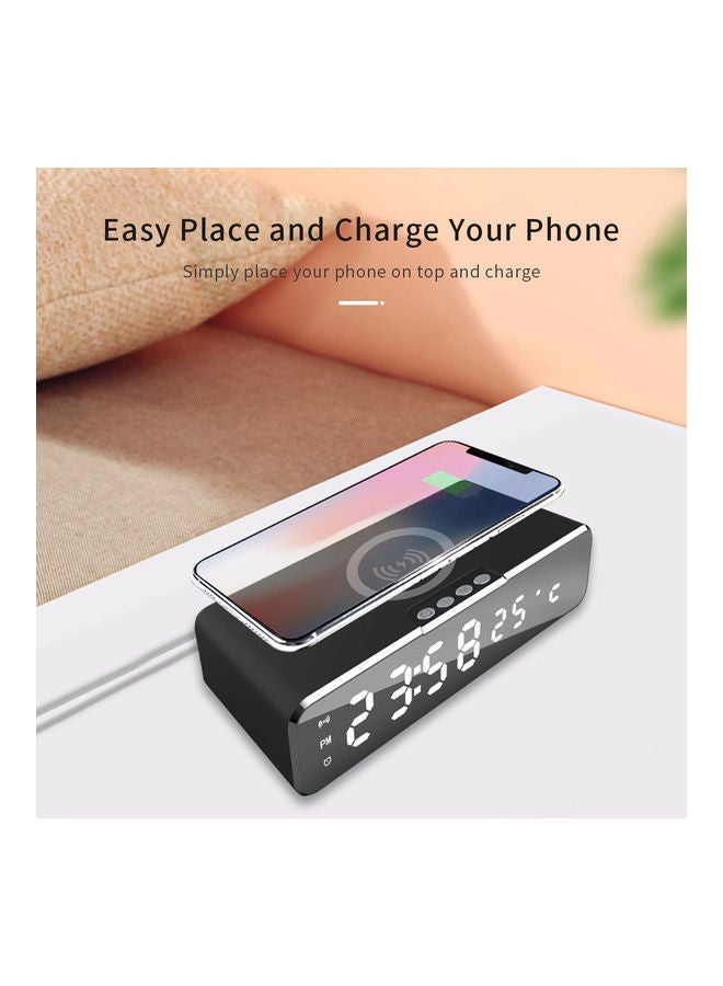 2-In-1 LED Alarm Clock And Wireless Charging Station Black/Grey