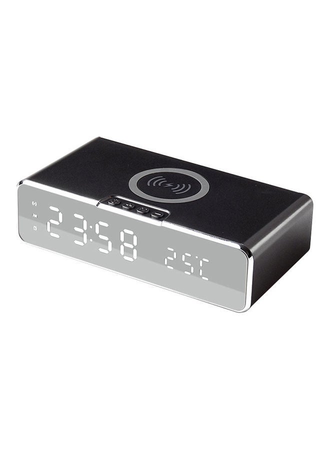 2-In-1 LED Alarm Clock And Wireless Charging Station Black/Grey