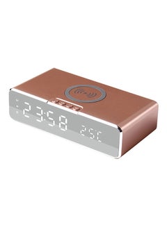 2-In-1 LED Alarm Clock And Wireless Charging Station Grey/Rose Gold