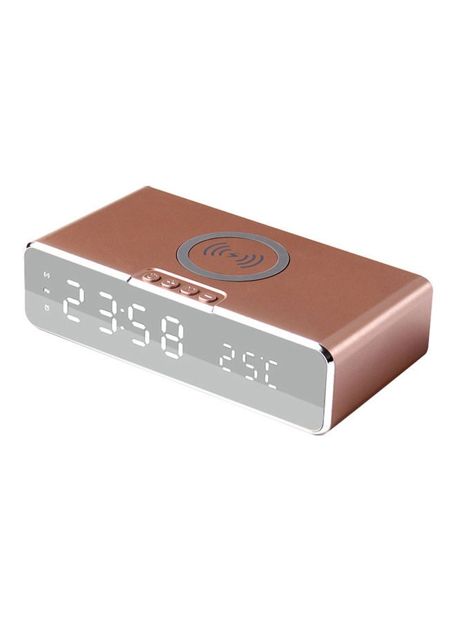 Generic - 2-In-1 LED Alarm Clock And Wireless Charging Station Grey/Rose Gold - Image 1