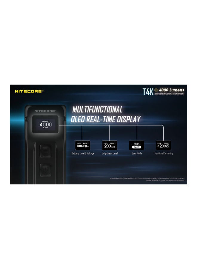 NITECORE - T4K Type-C Rechargeable Keychain XP-L2 Flashlight - 4000 Lumen with Eco-Sensa Type-C USB Charging Cable 3.24x1.15inch - Image 1