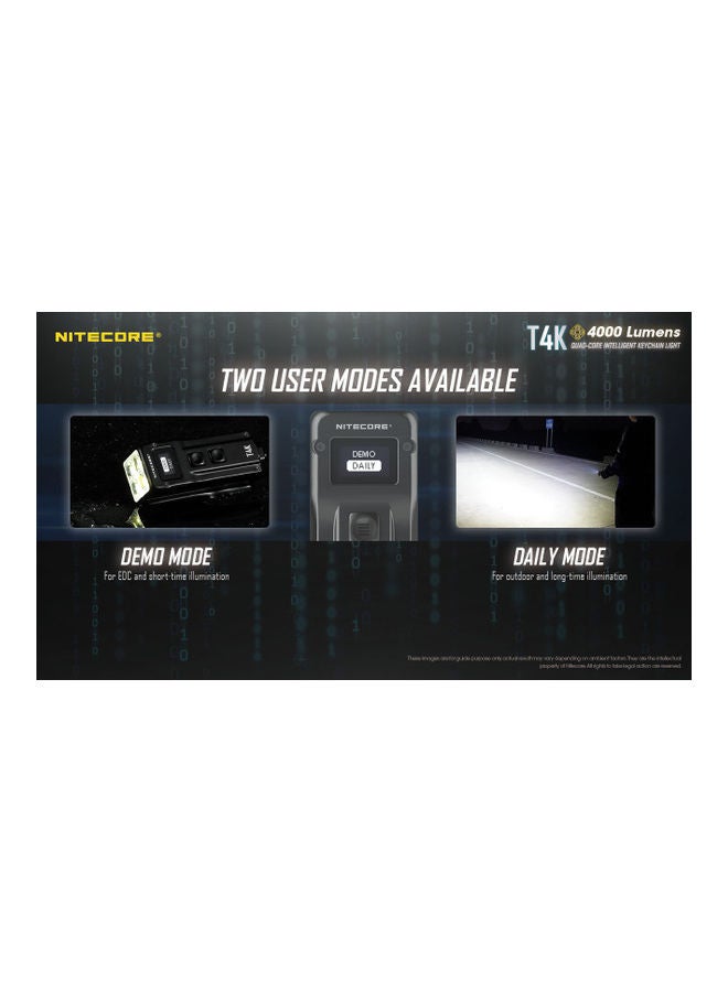 NITECORE - T4K Type-C Rechargeable Keychain XP-L2 Flashlight - 4000 Lumen with Eco-Sensa Type-C USB Charging Cable 3.24x1.15inch - Image 1