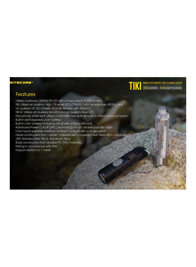 NITECORE - TIKI Mini Futuristic LED Keychain Light 300 Lumens-Built-in Rechargeable Li-ion battery 71meter - Image 1