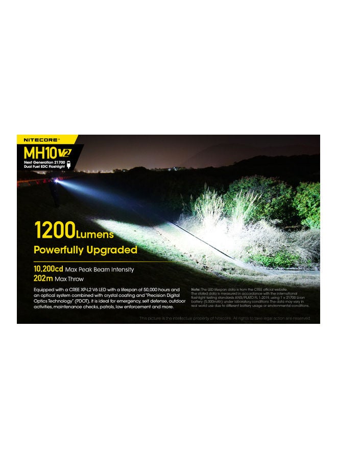 NITECORE - MH10 v2 1200 Lumen USB-C Rechargeable EDC Flashlight with Battery, Hard Holster and LumenTac Battery Case - Image 1