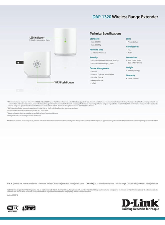 D-Link - Wireless N300 Range Extender White - Image 1