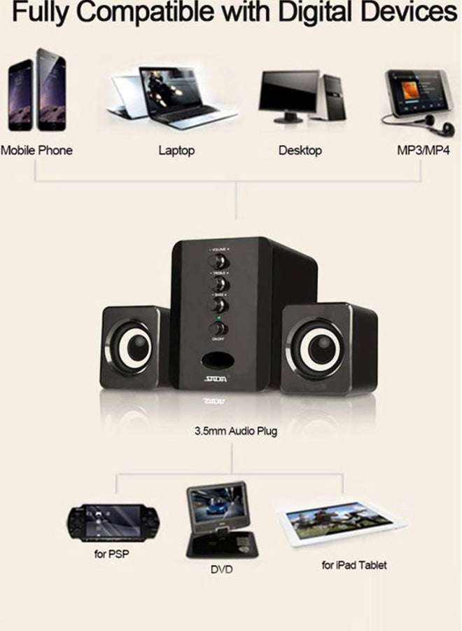 صدى مكبر صوت سلكي بمنفذ USB أسود  - Image 4