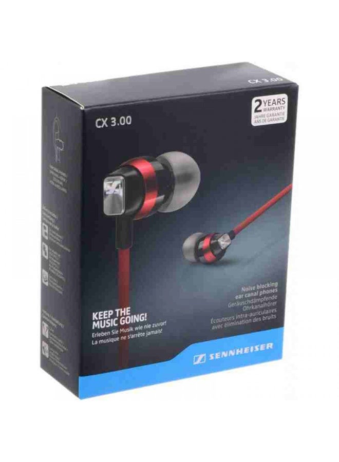 Sennheiser - CX 3.00 Wired In-Ear Earphones Red/Black/Grey - Image 1