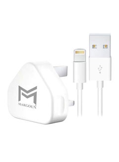 MARGOUN Wall Charger 5W USB Power Adapter with Lightning Cable for iphone 12 Mini White/Silver  - Image 1