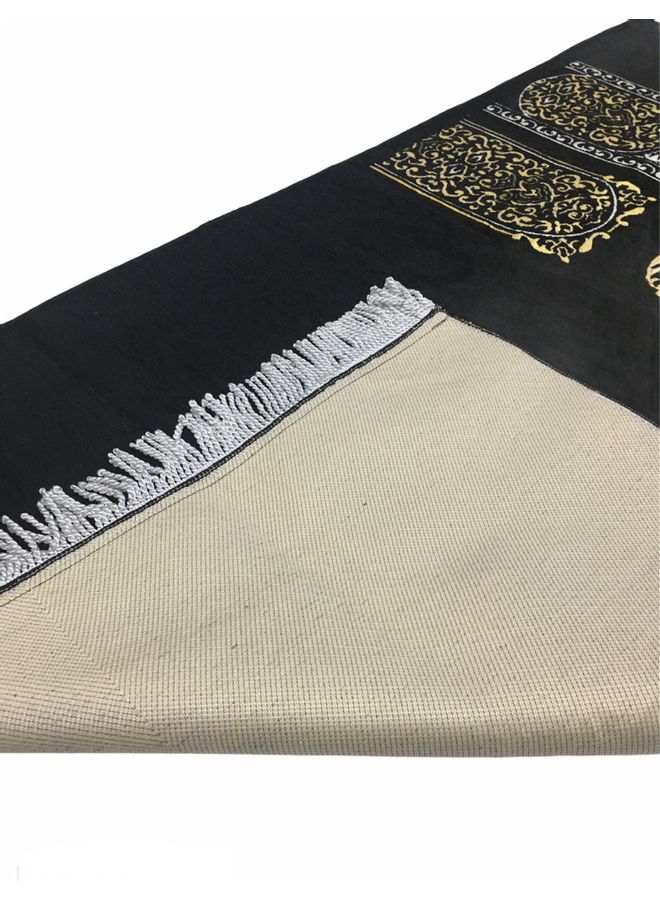 NUKHBAA Prayer Mat Kaaba Carpet Islamic Rug Black/Yellow/White - Image 3