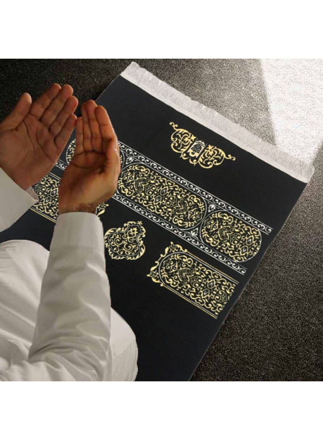 NUKHBAA Prayer Mat Kaaba Carpet Islamic Rug Black/Yellow/White - Image 4