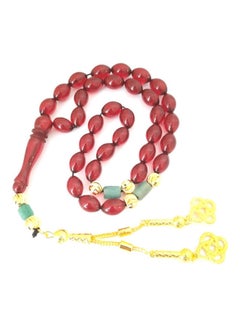 Red Amber Sand Prayer Beads With 18K Gold Plated Beads - v1618404367/N46557818A_6