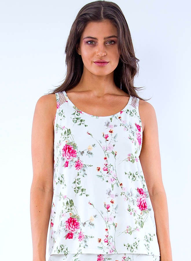 La Secret - Floral Printed Round Neck Top White - Image 1
