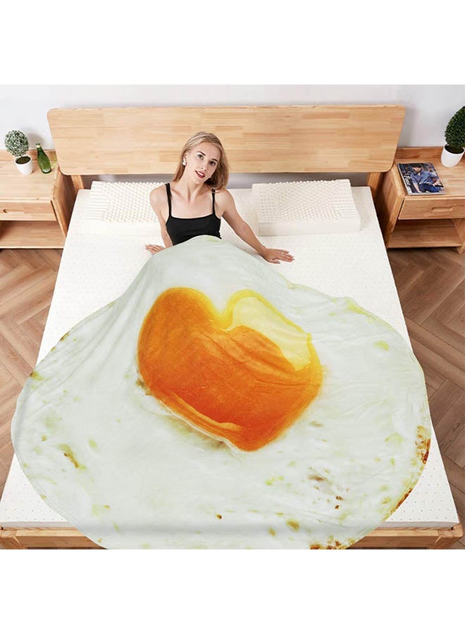 دوداو بطانية سميكة دائرية فائقة النعومة super soft بتصميم طعام مكسيكي أبيض/برتقالي 60بوصة - Image 4