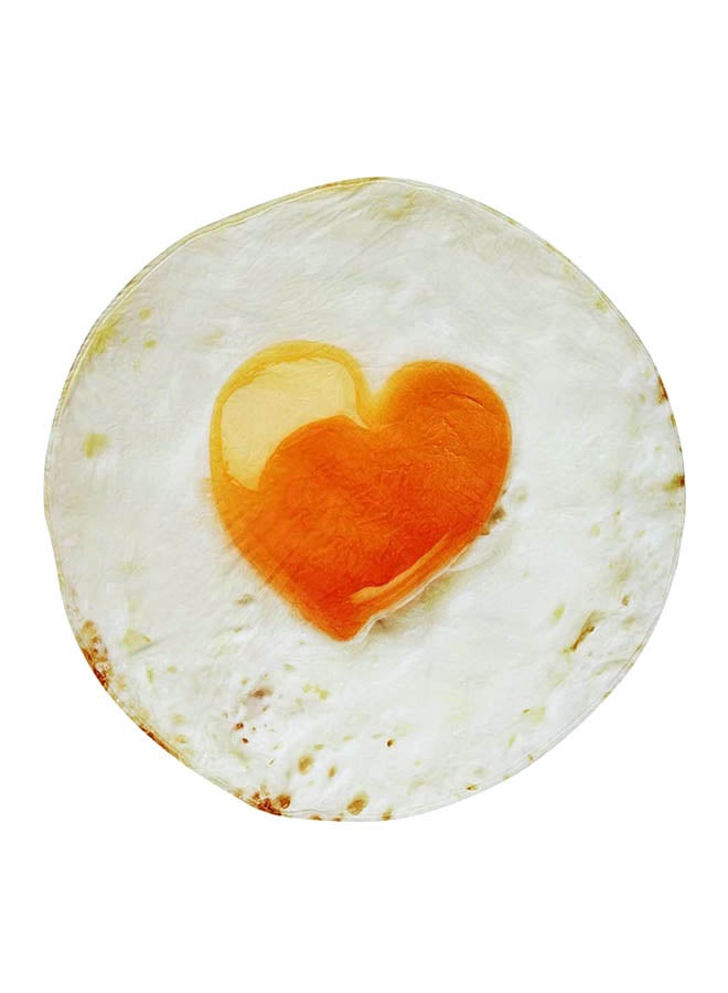 دوداو بطانية سميكة دائرية فائقة النعومة super soft بتصميم طعام مكسيكي أبيض/برتقالي 60بوصة - Image 1