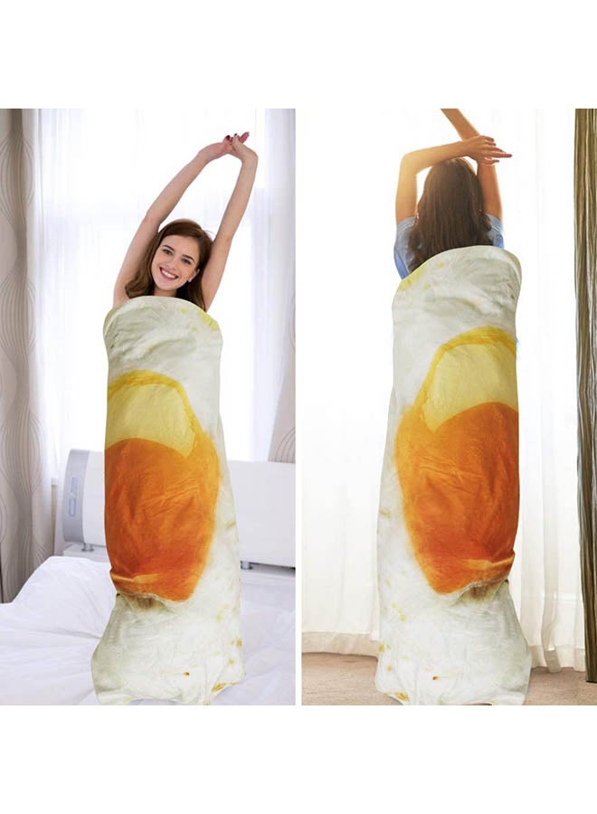 دوداو بطانية سميكة دائرية فائقة النعومة super soft بتصميم طعام مكسيكي أبيض/برتقالي 60بوصة - Image 5