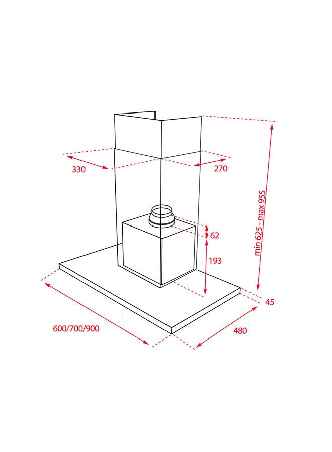 تيكا شفاط علوي ‏Dsj 980 للزينة مقاس 90 سم، مع ‏محرك إيكو باور 220 W 40484821 فضي  - Image 3