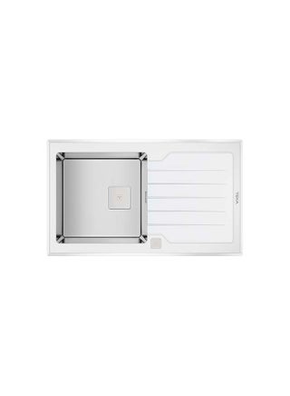 Diamond Rs15 1B 1D 86 Auto Inset Glass 1 Bowl Sink With One Bowl And One Drainer Silver 200x510x860mmmm - v1618463678/N38067271A_1