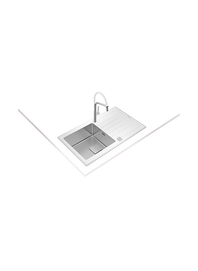 Diamond Rs15 1B 1D 86 Auto Inset Glass 1 Bowl Sink With One Bowl And One Drainer Silver 200x510x860mmmm
