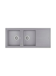 Stone 80 B-Tg 2B 1D Auto Inset Tegranite Sink With Two Bowls And One Drainer Metallic Grey 1160x510x200mmmm
