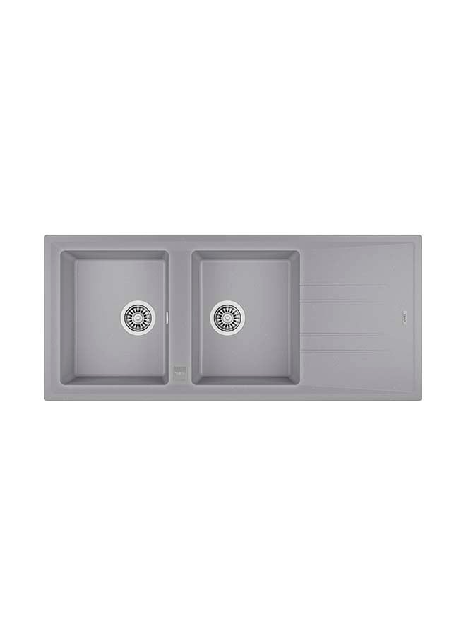 TEKA - Stone 80 B-Tg 2B 1D Auto Inset Tegranite Sink With Two Bowls And One Drainer Metallic Grey 1160x510x200mmmm - Image 1