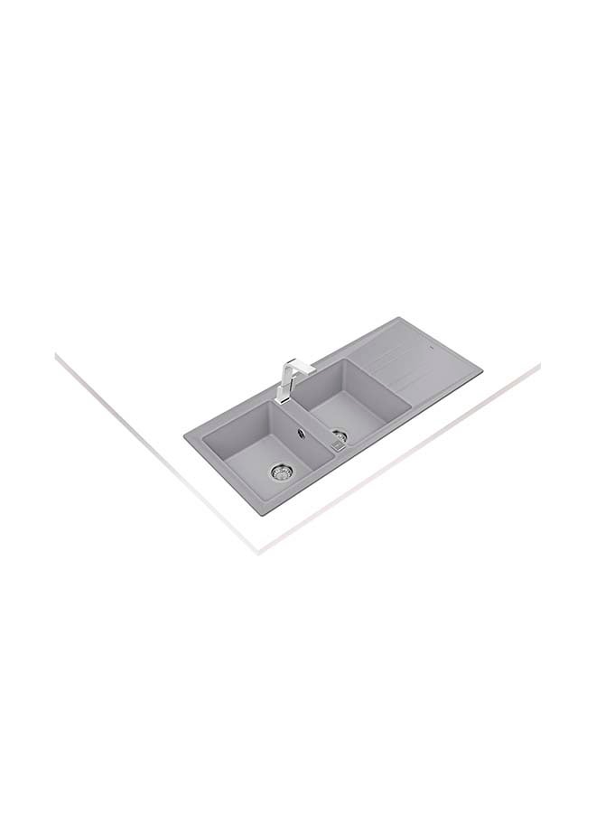 TEKA - Stone 80 B-Tg 2B 1D Auto Inset Tegranite Sink With Two Bowls And One Drainer Metallic Grey 1160x510x200mmmm - Image 1
