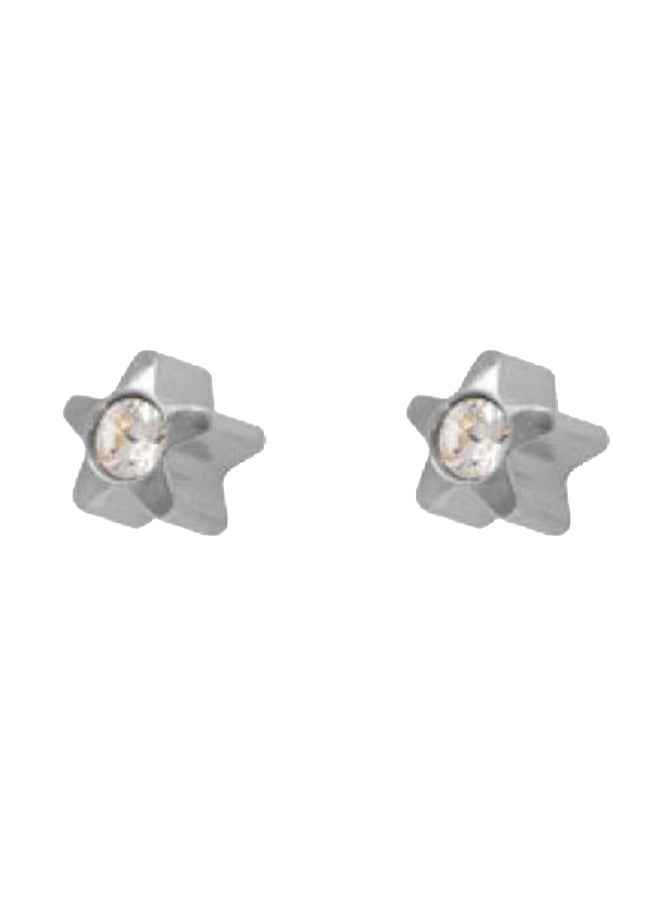 MediSystem 316L Stainless Steel Stone Studded Star Earrings  - Image 1