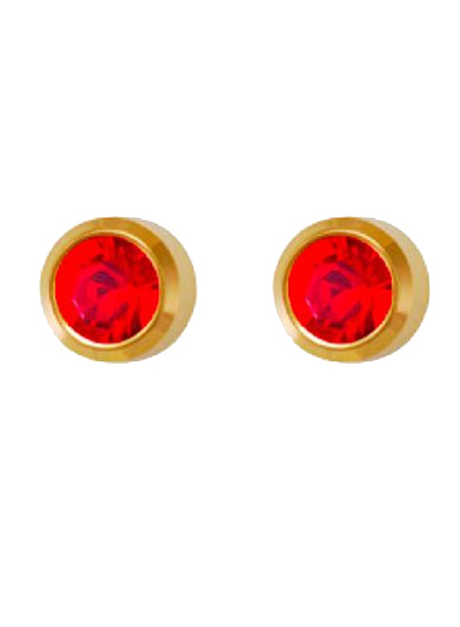 MediSystem 24K Gold Plated Ruby Swarovski Stone Earrings  - Image 1