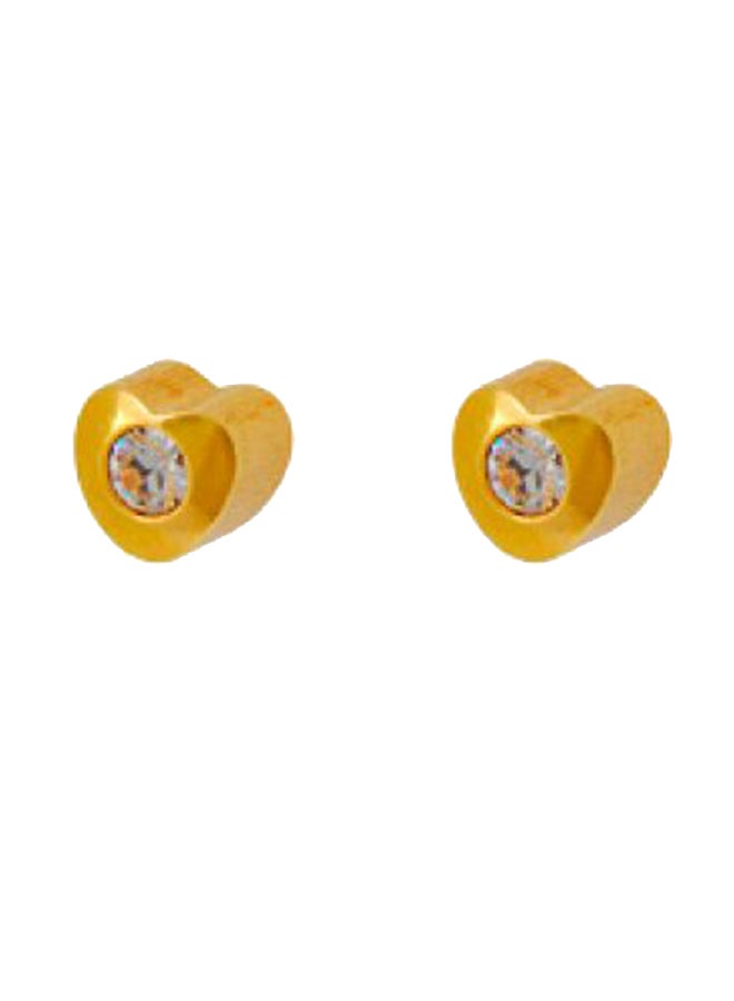 MediSystem 24K Gold Plated Heart Shaped Swarovski Earrings  - Image 1