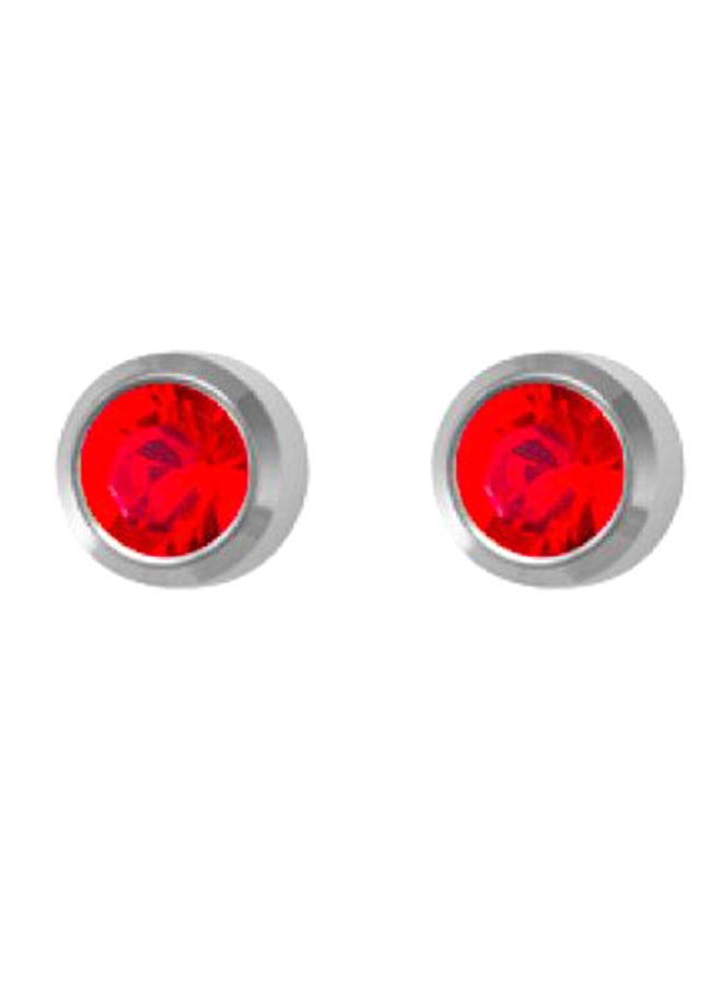 MediSystem Stainless Steel Ruby Swarovski Earrings  - Image 1