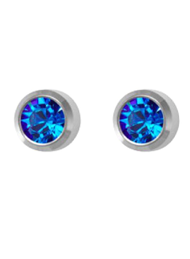 MediSystem Stainless Steel Sapphire Swarovski Earrings  - Image 1