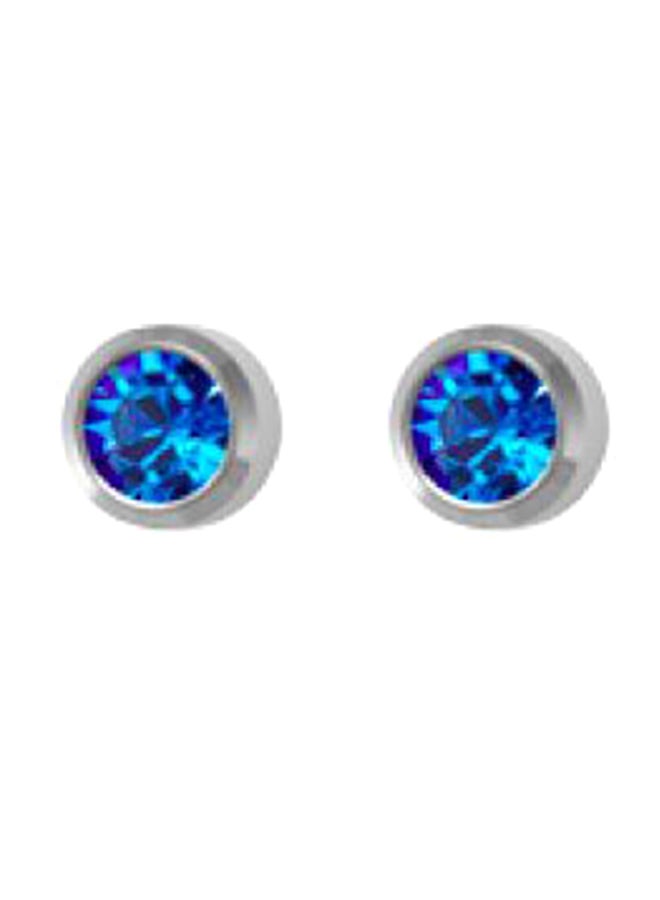 MediSystem Stainless Steel Mini Sapphire Swarovski Earrings  - Image 1