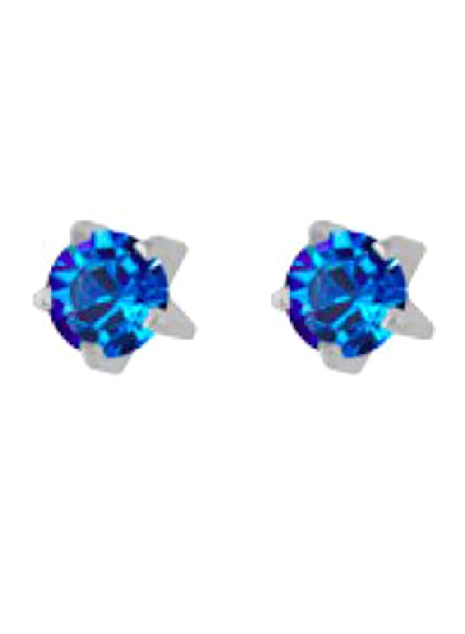 MediSystem Stainless Steel Sapphire Mini Tiffany Swarovski Earrings  - Image 1