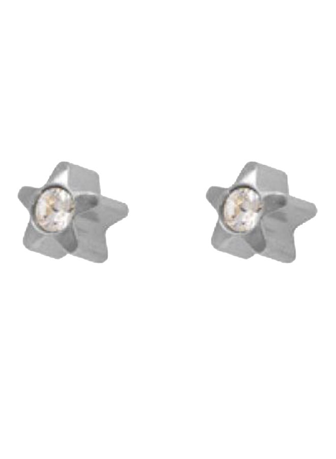 MediSystem Stainless Steel Swarovski Star Earrings  - Image 1