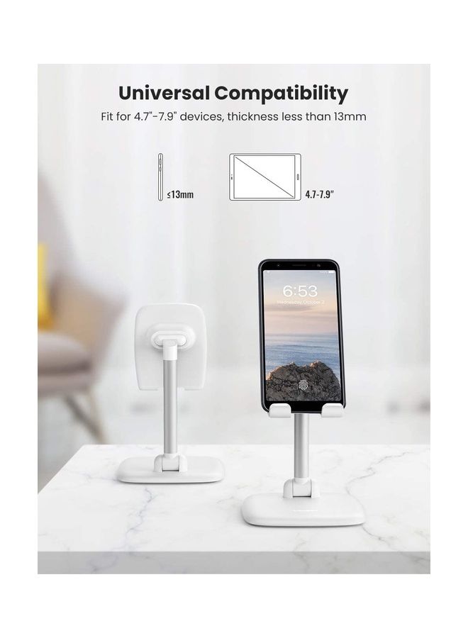 Phone Holder, Mobile Holder Stand, Foldable Cell Phone Stand Adjustable Holder Compatible for iPhone 14/14 Plus/14 Pro/14 Pro Max/13/13 Mini/13 Pro/13 Pro Max, Galaxy S22 S21 S20 A20 White 