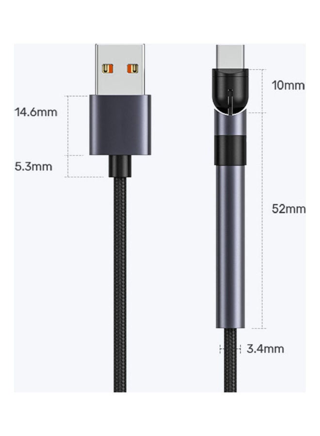 180 ° Rotatable iPhone Fast Charging Cable Black - Image 1