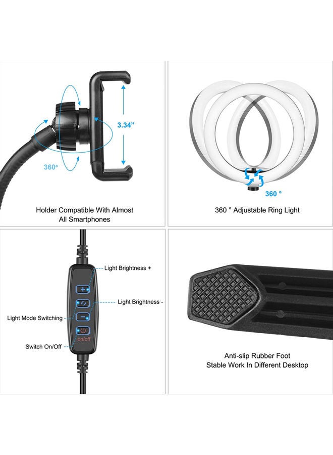 Selfie Ring Light With Stand Black/White - Image 3