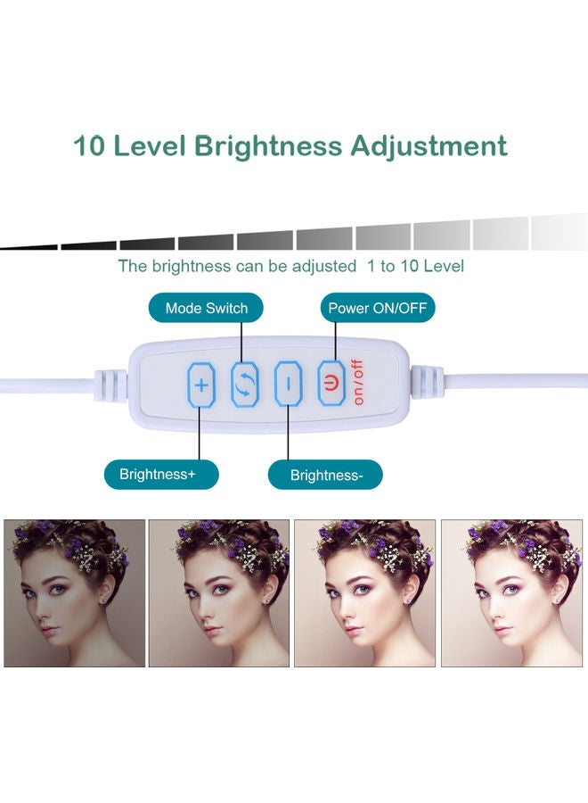 حلقة إضاءة لصور السيلفي مع حامل أسود/ أبيض - Image 4