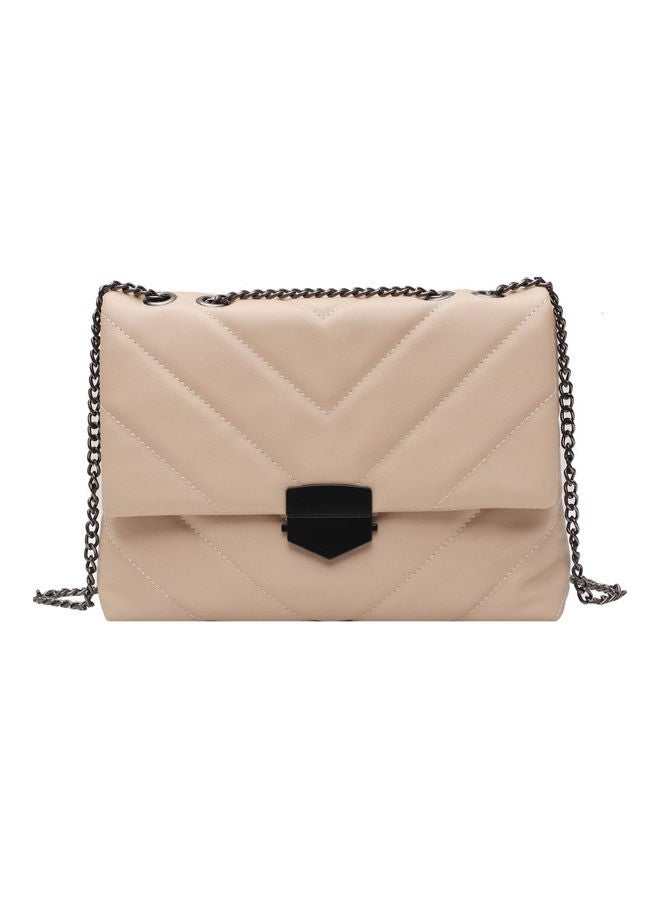 Front Flap Closure Crossbody Bag Beige  - Image 1