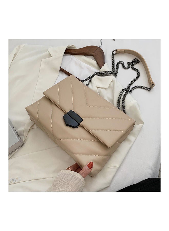 Front Flap Closure Crossbody Bag Beige  - Image 2