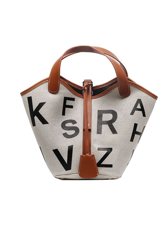 Alphabet Printed Tote Brown  - Image 1