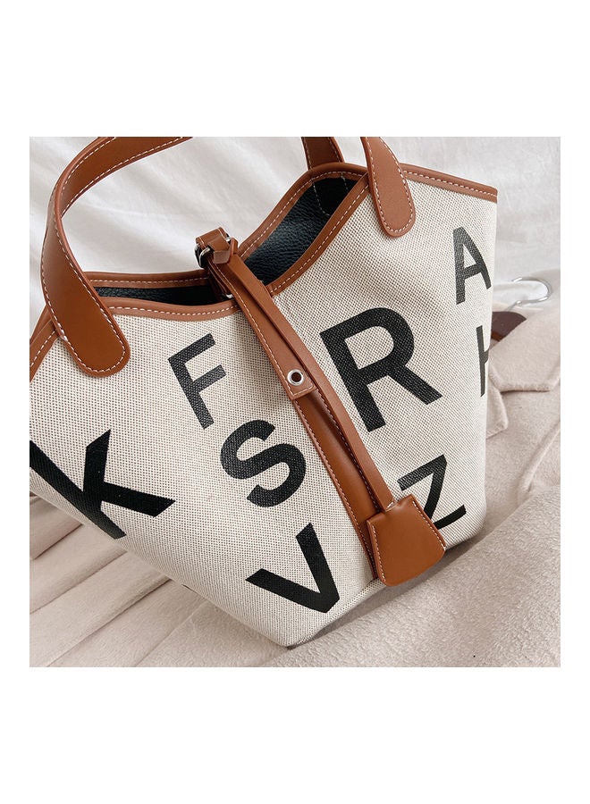 Alphabet Printed Tote Brown  - Image 4
